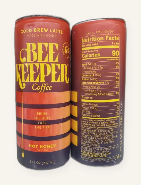 Bee Keeper Coffee Hot Honey Latte can