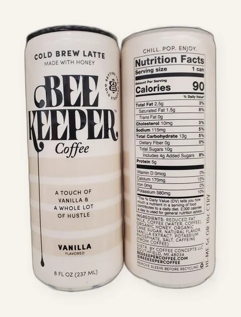Bee Keeper Coffee Vanilla Latte can