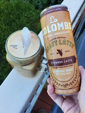 My can of La Colombe S'mores Draft Latte, photographed the day I drank it
