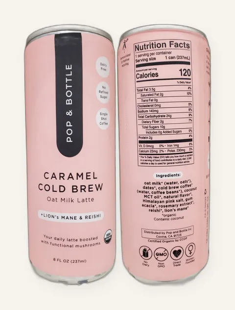 Pop & Bottle Caramel Cold Brew Oat Milk Latte can